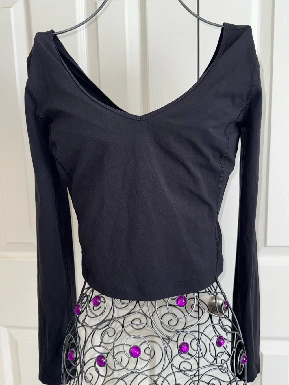 lululemon athletica Black Long-Sleeve Scoop-Neck Crop Top.